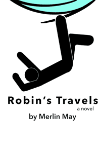 Cover of Robin's Travels. It features a stick figure falling from a portal.